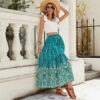 Women's Rayon Printed Stitching Skirt Wide Hem Beach Dress - Image 2
