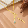 Women's Full Diamond Snake Head Snake Tail Snake Bones Chain Necklace - Image 2
