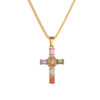 Colorful Crystals Titanium Steel Cross Necklace - Image 4