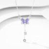 Female 925 Silver Forest Personalized Glass Butterfly Necklace - Image 9