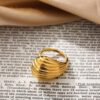 Irregular Titanium Steel Ring With Water Droplet Knot Opening - Image 4