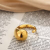 Irregular Titanium Steel Ring With Water Droplet Knot Opening - Image 3